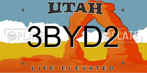 3BYD2 Utah License Plate