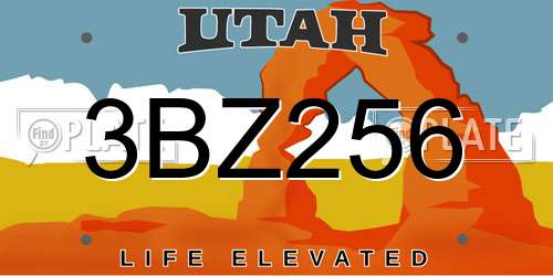 3BZ256 Utah License Plate