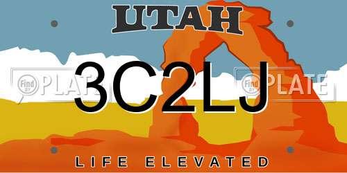 3C2LJ Utah License Plate