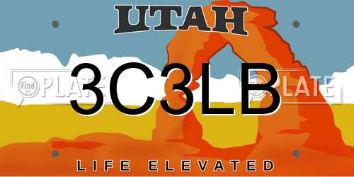 3C3LB Utah License Plate