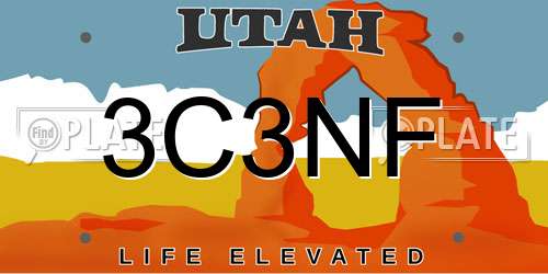 3C3NF Utah License Plate