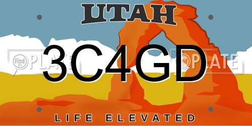 3C4GD Utah License Plate