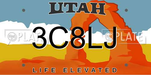 3C8LJ Utah License Plate
