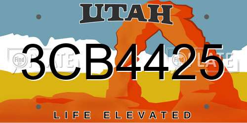 3CB4425 Utah License Plate