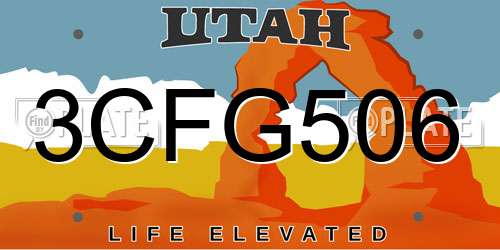 3CFG506 Utah License Plate