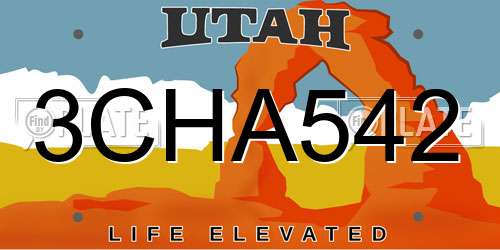 3CHA542 Utah License Plate