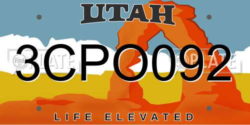 3CPO092 Utah License Plate