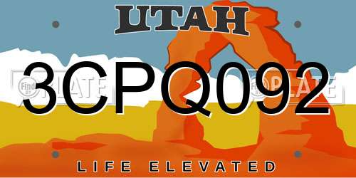 3CPQ092 Utah License Plate