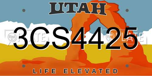 3CS4425 Utah License Plate