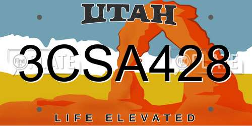 3CSA428 Utah License Plate