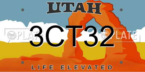 3CT32 Utah License Plate