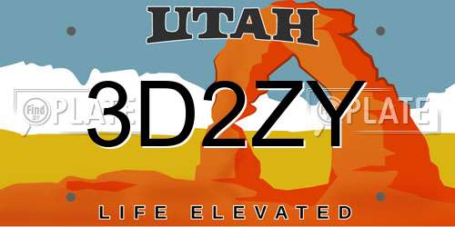 3D2ZY Utah License Plate