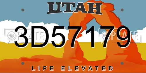 3D57179 Utah License Plate
