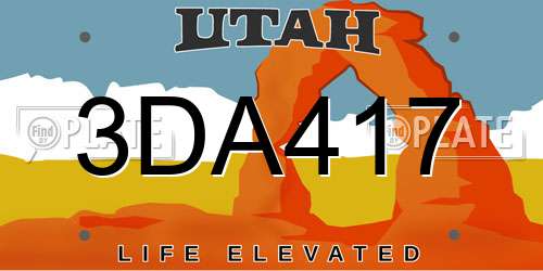 3DA417 Utah License Plate