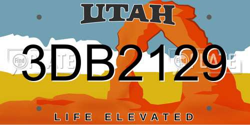 3DB2129 Utah License Plate