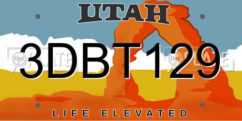 3DBT129 Utah License Plate