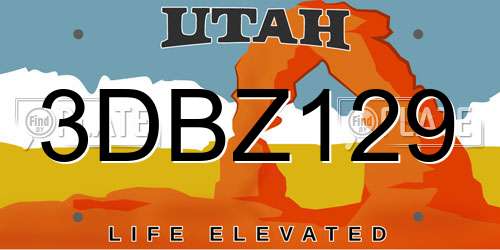 3DBZ129 Utah License Plate
