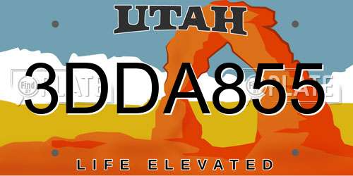 3DDA855 Utah License Plate