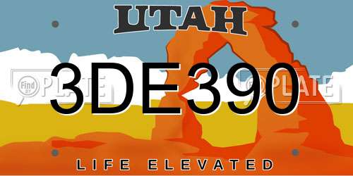 3DE390 Utah License Plate