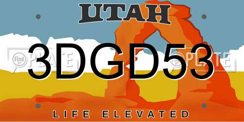 3DGD53 Utah License Plate