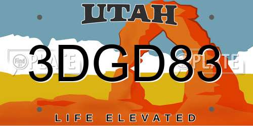 3DGD83 Utah License Plate