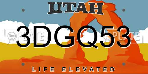 3DGQ53 Utah License Plate