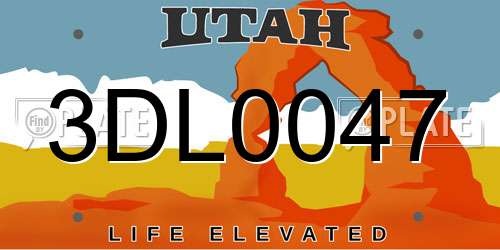 3DL0047 Utah License Plate