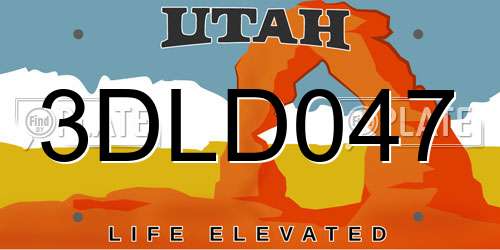 3DLD047 Utah License Plate