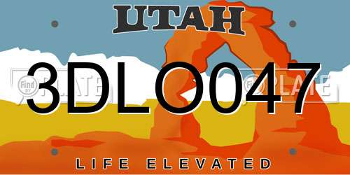 3DLO047 Utah License Plate