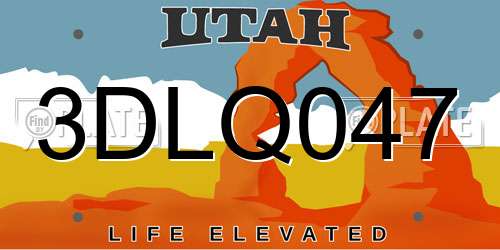 3DLQ047 Utah License Plate