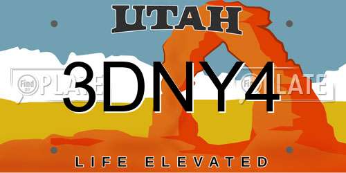 3DNY4 Utah License Plate