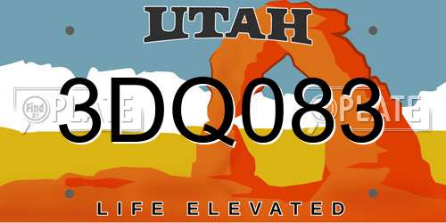 3DQ083 Utah License Plate
