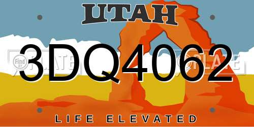3DQ4062 Utah License Plate