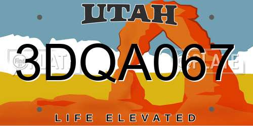 3DQA067 Utah License Plate