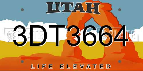 3DT3664 Utah License Plate