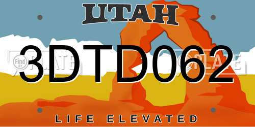 3DTD062 Utah License Plate