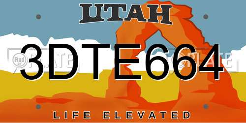 3DTE664 Utah License Plate
