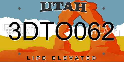 3DTO062 Utah License Plate