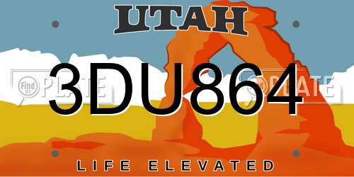 3DU864 Utah License Plate
