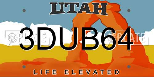 3DUB64 Utah License Plate