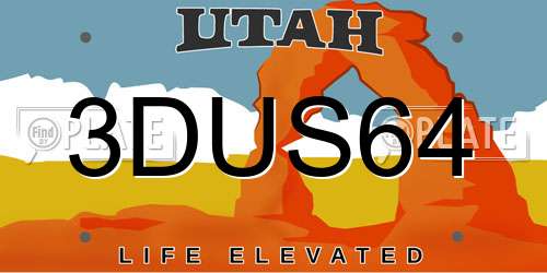 3DUS64 Utah License Plate
