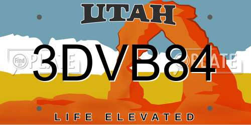 3DVB84 Utah License Plate
