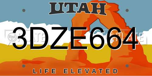 3DZE664 Utah License Plate