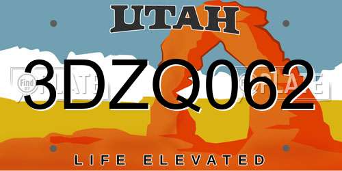 3DZQ062 Utah License Plate