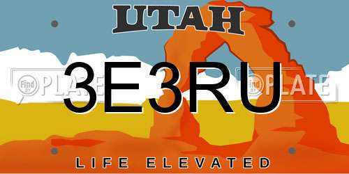 3E3RU Utah License Plate