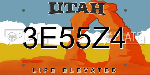 3E55Z4 Utah License Plate