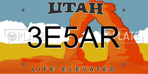 3E5AR Utah License Plate