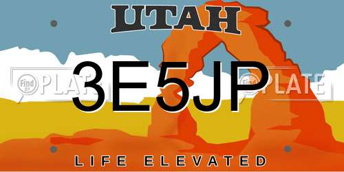3E5JP Utah License Plate
