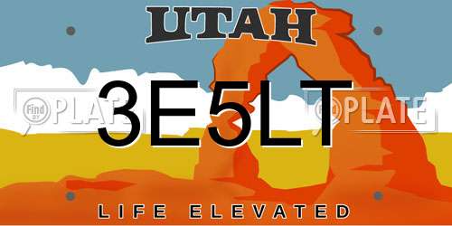 3E5LT Utah License Plate