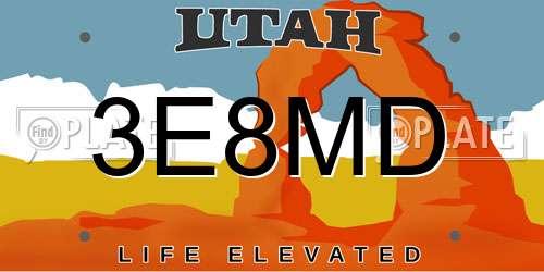 3E8MD Utah License Plate